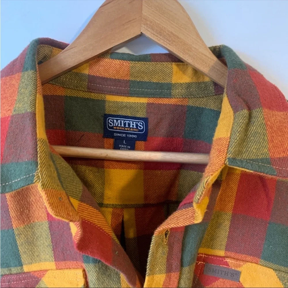 Smith’s Workwear Men’s Heavy Duty Flannel Shirt Sz Large - Picture 10 of 10